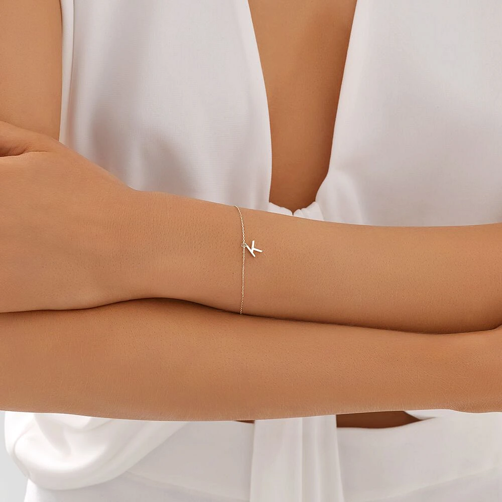 Bracelet à initiale « D » en argent