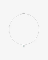 Oval Cut Blue Aquamarine Gemstone and 0.19 Carat TW Diamond Halo Pendant Necklace in 10kt White Gold