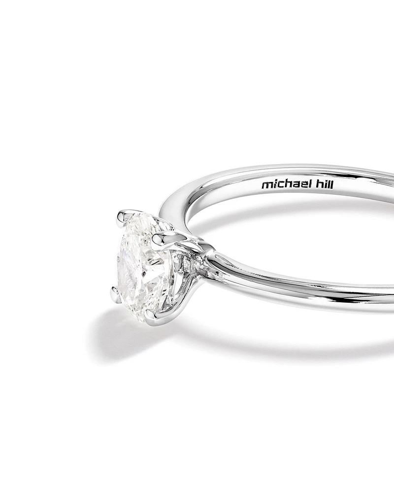 Certified Oval Solitaire Ring with 0.50 Carat TW of Diamonds in 14kt White Gold