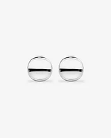 Round Concave Stud Earrings in Sterling Silver