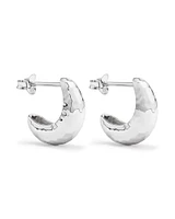 Diamond Cut Half Hoop Dome Stud Earrings in Sterling Silver