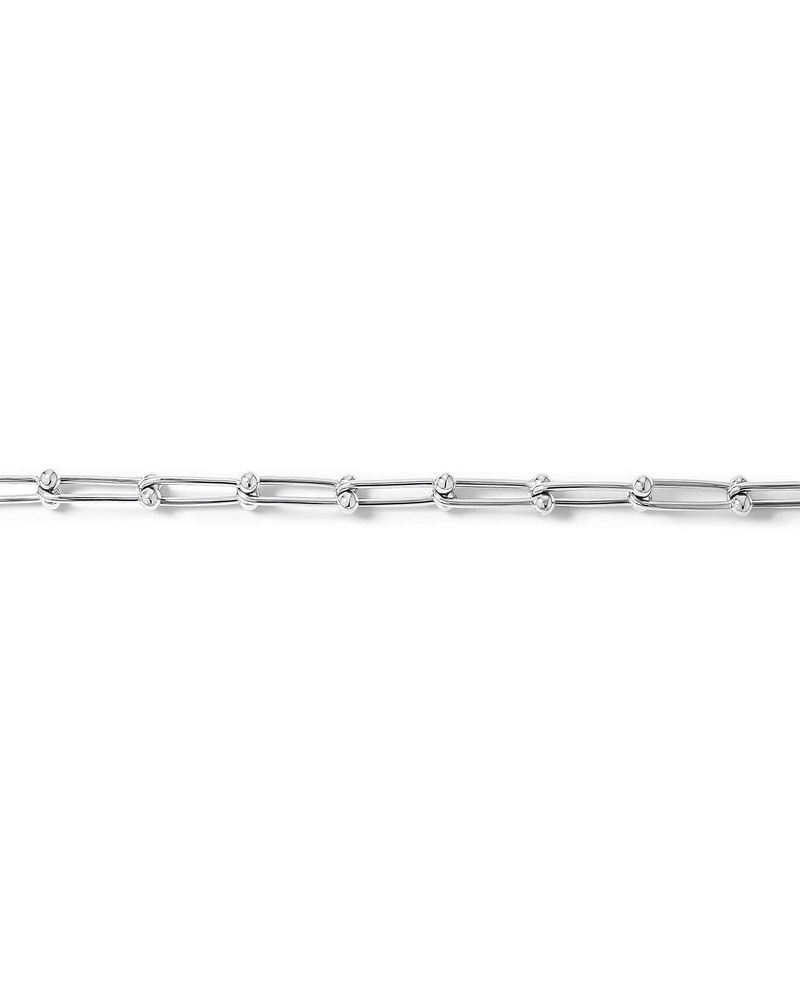 Ball and Oval Link Chain Bracelet in Sterling Silver