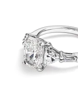 2.86 Carat TW Radiant Cut Laboratory-Grown Diamond Fancy Cut Side Stone Engagement Ring in 14kt White Gold