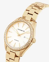 Montre en acier inoxydable doré avec diamants totalisant 0,60 ct pour femme