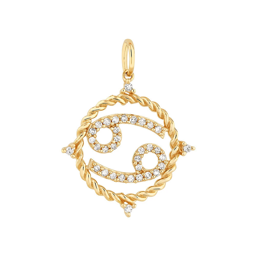 Cancer Zodiac Pendant with 0.20 Carat TW of Diamonds in 10kt Yellow Gold