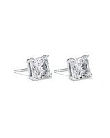 7mm Princess Cubic Zirconia Stud Earrings in Sterling Silver