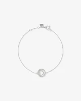 Fine Double Circle Diamond Bracelet in Sterling Silver