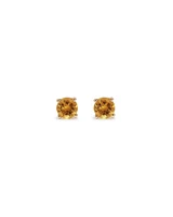 Clous d'oreilles en or jaune 10 carats avec pierre de naissance en citrine