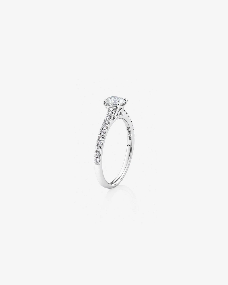 Bague de fiançailles en or blanc 14 K avec diamants totalisant 0,78 ct