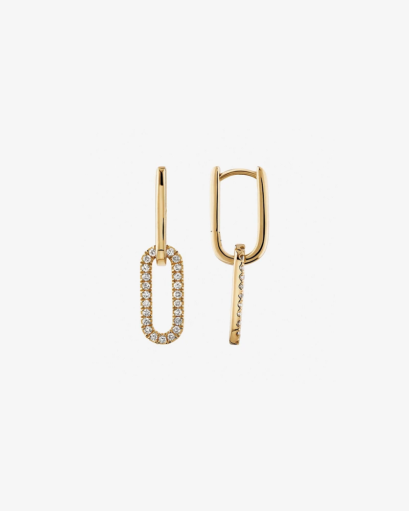 Paperclip Drop Earrings with 0.34 Carat TW of Diamonds in 10kt Yellow Gold