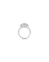 1.30 Carat TW Cushion Cluster Halo Diamond Ring in 10kt White Gold