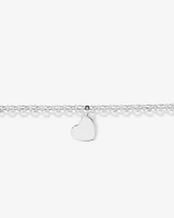 Heart Charm Belcher Bracelet in Sterling Silver