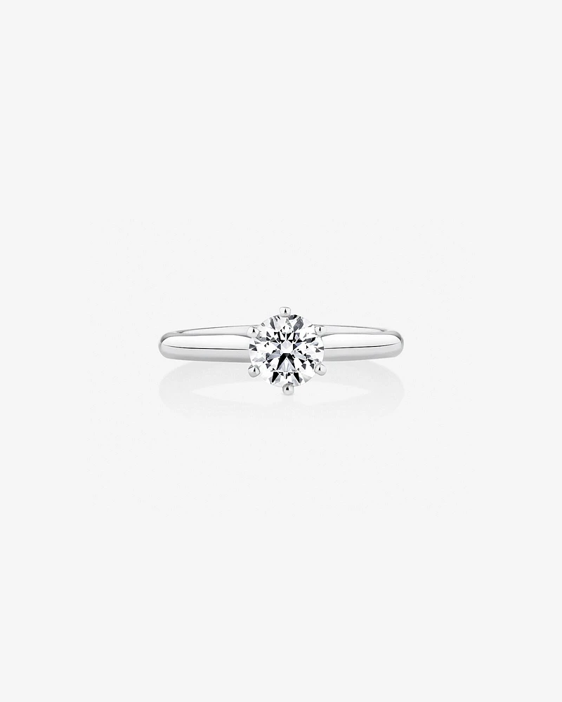 Certified Solitaire Engagement Ring with a 3/4 Carat TW Diamond in 18kt White Gold