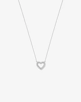 Cubic Zirconia Puff Love Heart Pendant Necklace in Sterling Silver