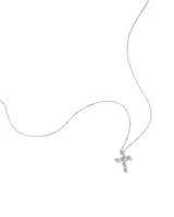 0.34 Carat TW Baguette and Round Brilliant Diamond Cross Pendant in 10kt White Gold