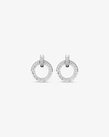 Door Knocker Stud Earrings with Cubic Zirconia in Sterling Silver