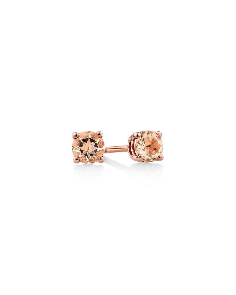 Stud Earrings with Morganite in 10kt Rose Gold