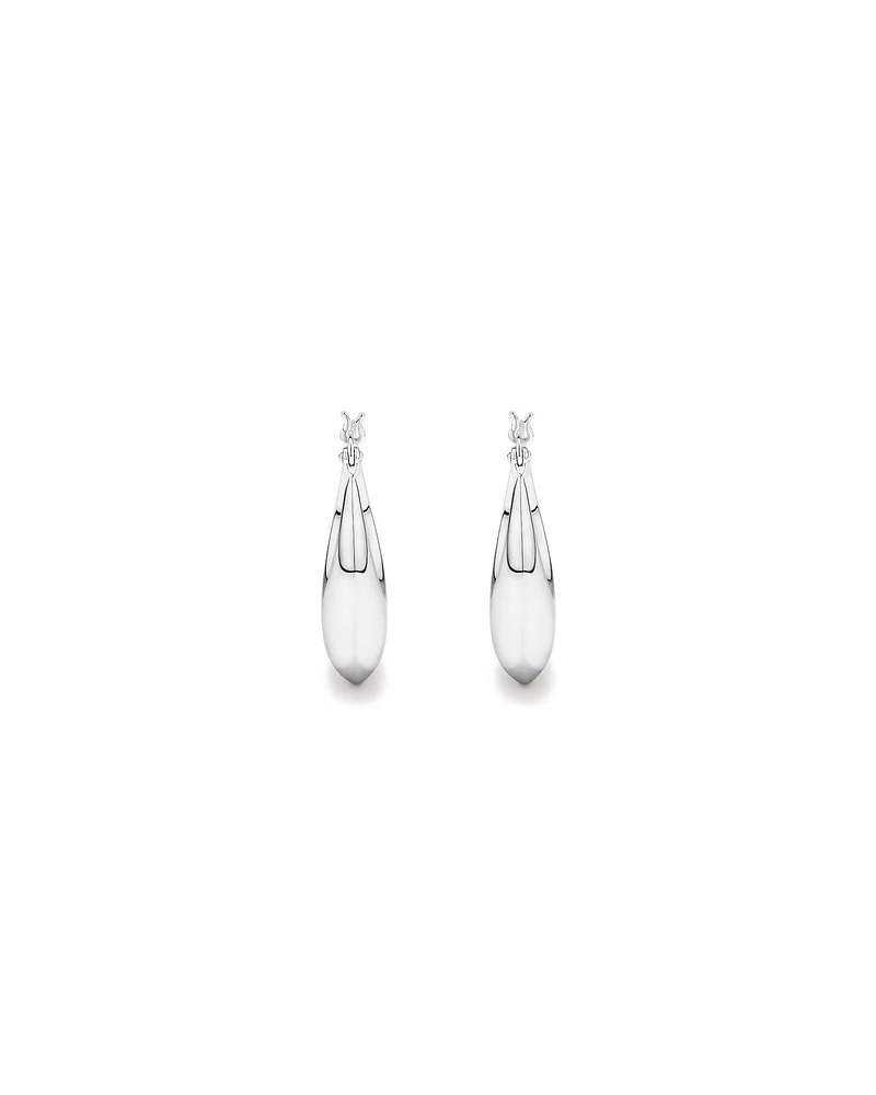 Boucles D'Oreilles Créoles Bombées Graduées En Argent Sterling