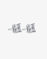 Boucles d'Oreilles Clous en Zircon Cubique Princesse de 7,5 mm en Argent Sterling