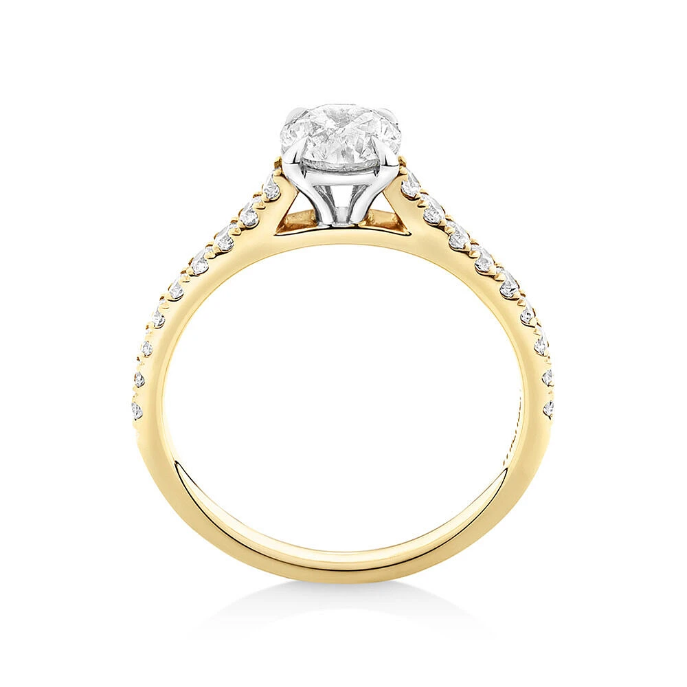 Bague de fiançailles en or blanc 14 K avec diamants totalisant 1,25 ct