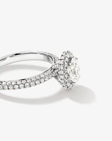 1.30 Carat TW Oval Cut Diamond Pave Halo Engagement Ring in Platinum