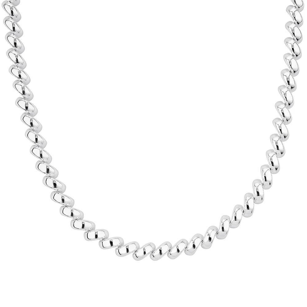 9.5mm Wide Hollow San Marco Chain Necklace in Sterling Silver