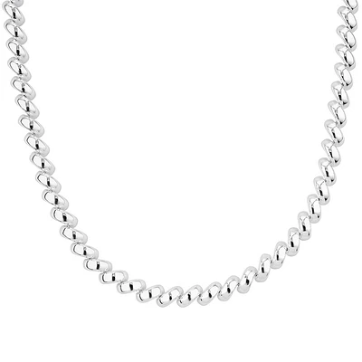 9.5mm Wide Hollow San Marco Chain Necklace in Sterling Silver