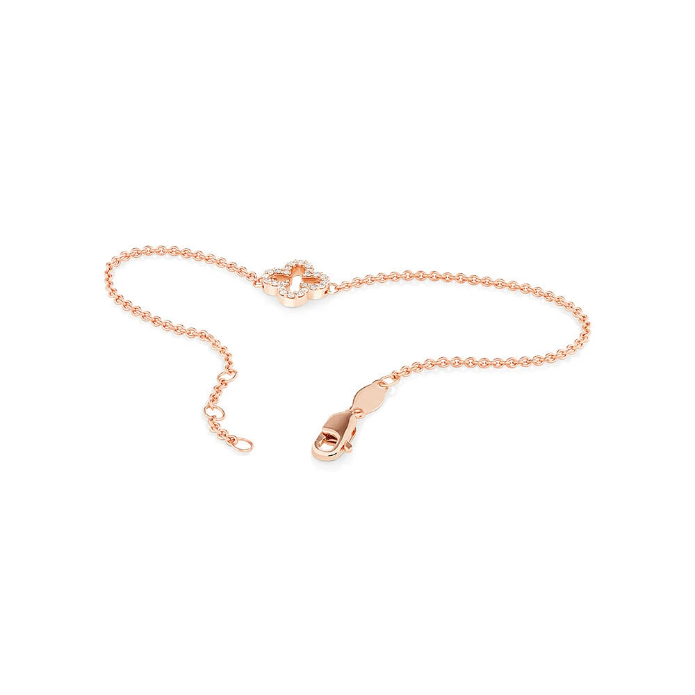 19cm (7") Clover Bracelet with 0.12 Carat TW of Diamonds in 10kt Rose Gold