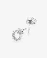 Circle Stud Earrings with 0.10 Carat TW of Diamonds in 10kt White Gold