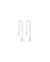 6mm Threader Earrings with Cultured Freshwater Pearls in Sterling Silver