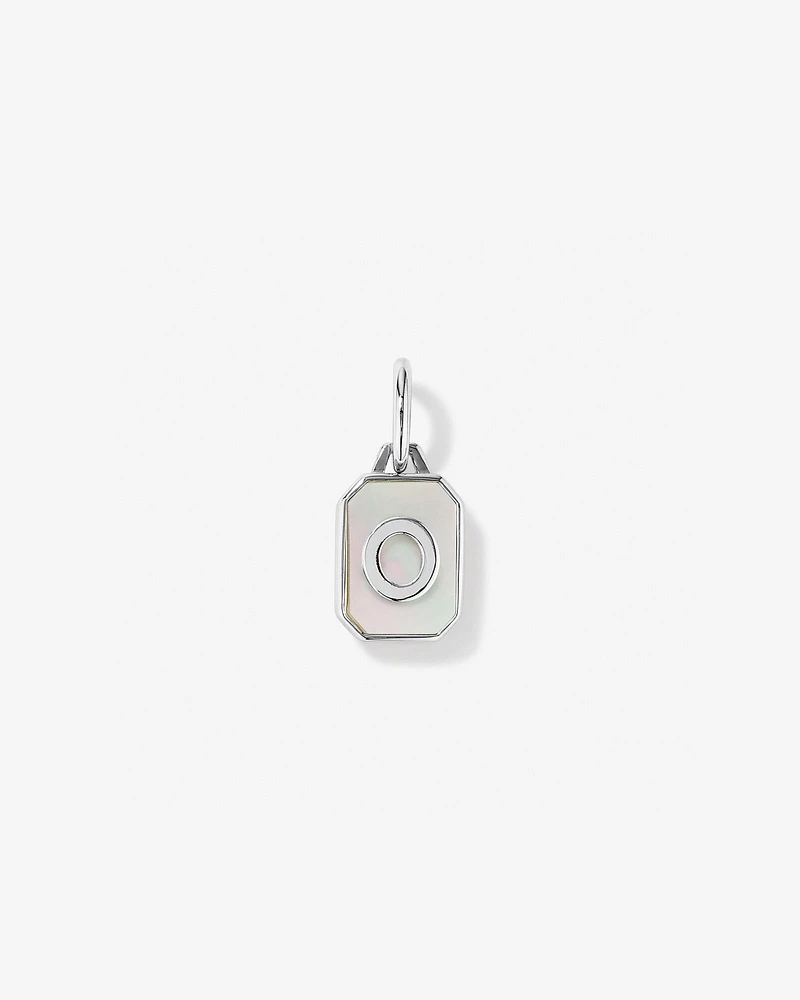 Letter F Mother of Pearl Initial Pendant in Sterling Silver