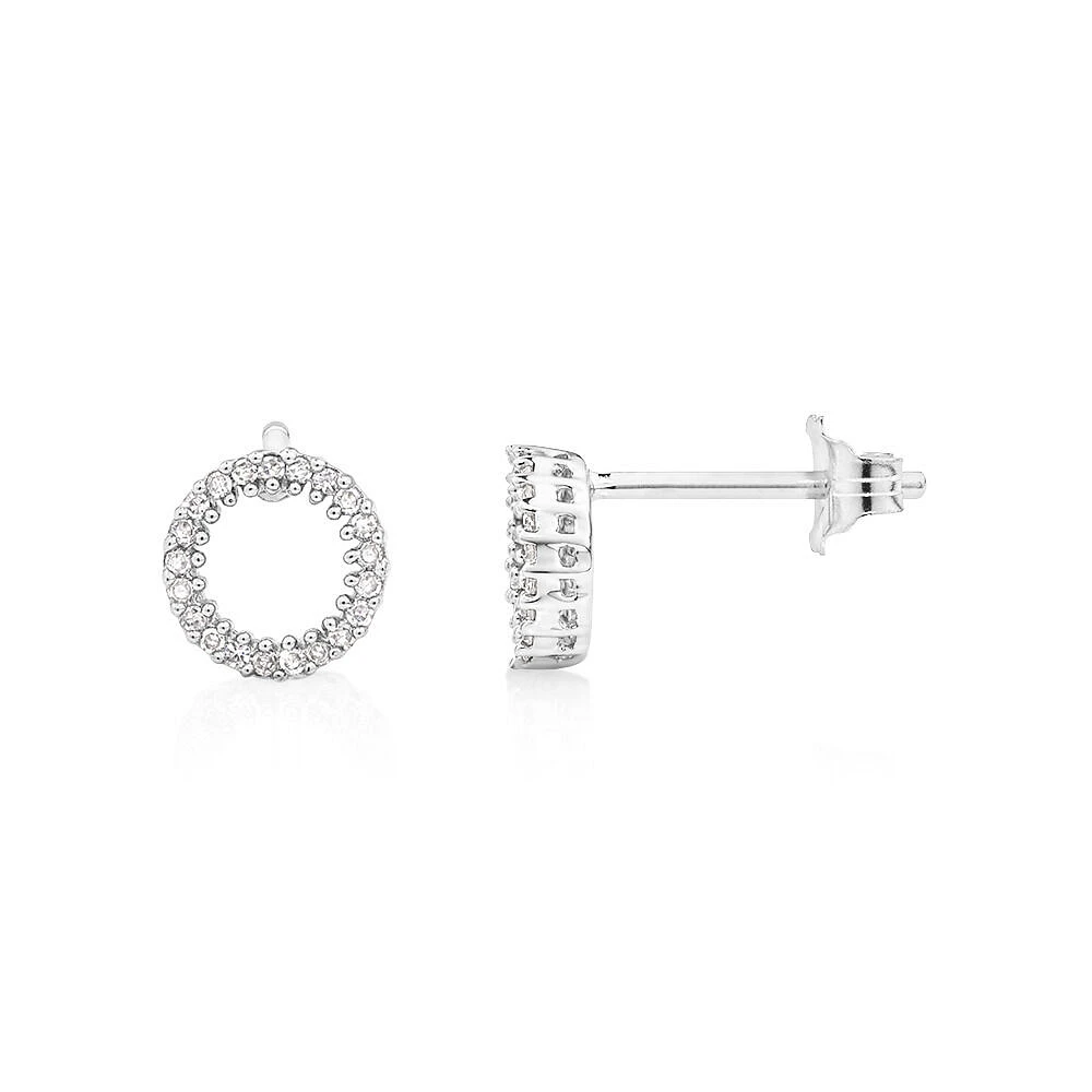 Circle Stud Earrings with 0.10 Carat TW of Diamonds in 10kt White Gold