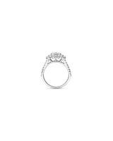 1.30 Carat TW Cushion Cluster Halo Diamond Ring in 10kt White Gold