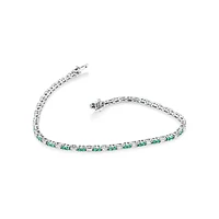 Emerald & Diamond Dot Dash Tennis Bracelet with 0.62 Carat TW in 10kt White Gold
