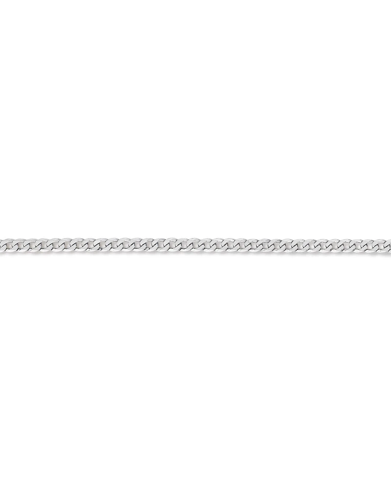 3mm Wide Flat Curb Chain Bracelet in 10kt White Gold