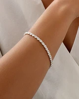 24cm (9.5") 4mm-4.5mm Width Rope Bracelet in Sterling Silver