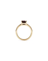 Emerald Cut Red Garnet Gemstone Solitaire Ring in 10kt Yellow Gold