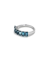 London Blue Topaz Half Eternity Ring in 10kt White Gold