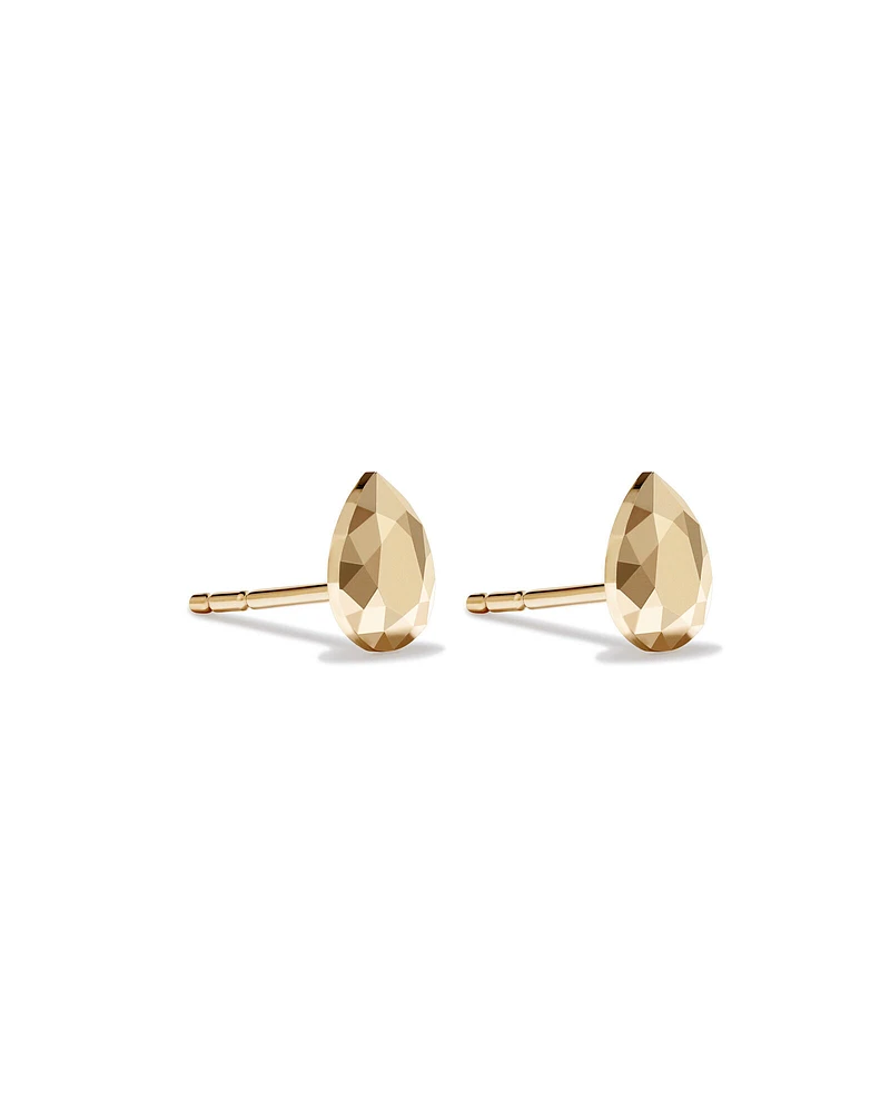 6mm Pear Metal Diamond Stud Earrings in 10kt Yellow Gold