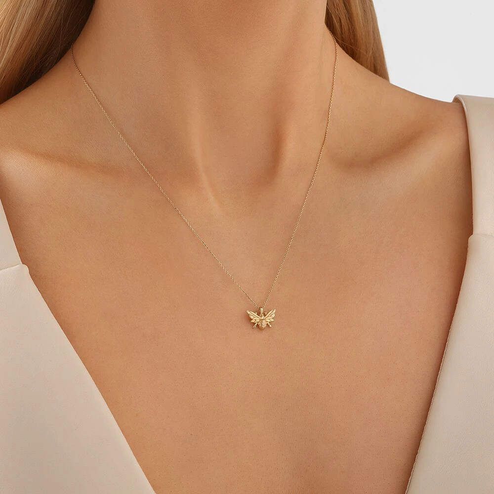 Bee Necklace in 10kt Yellow Gold