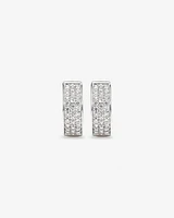 Reversible Huggie Earrings With Cubic Zirconia In Sterling Silver