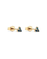 London Blue Topaz Trio Stud Earrings in 10kt Yellow Gold