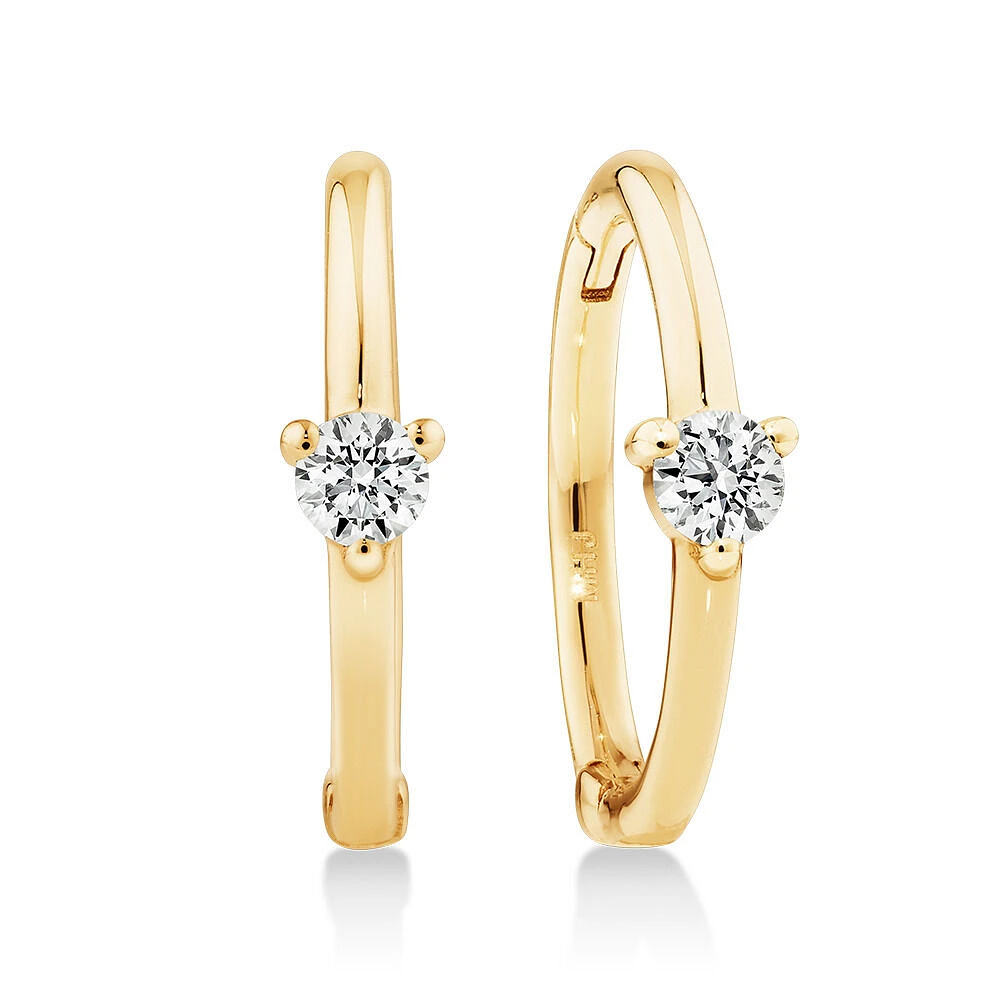 Diamond Accent Sleeper Earrings in 10kt Yellow Gold