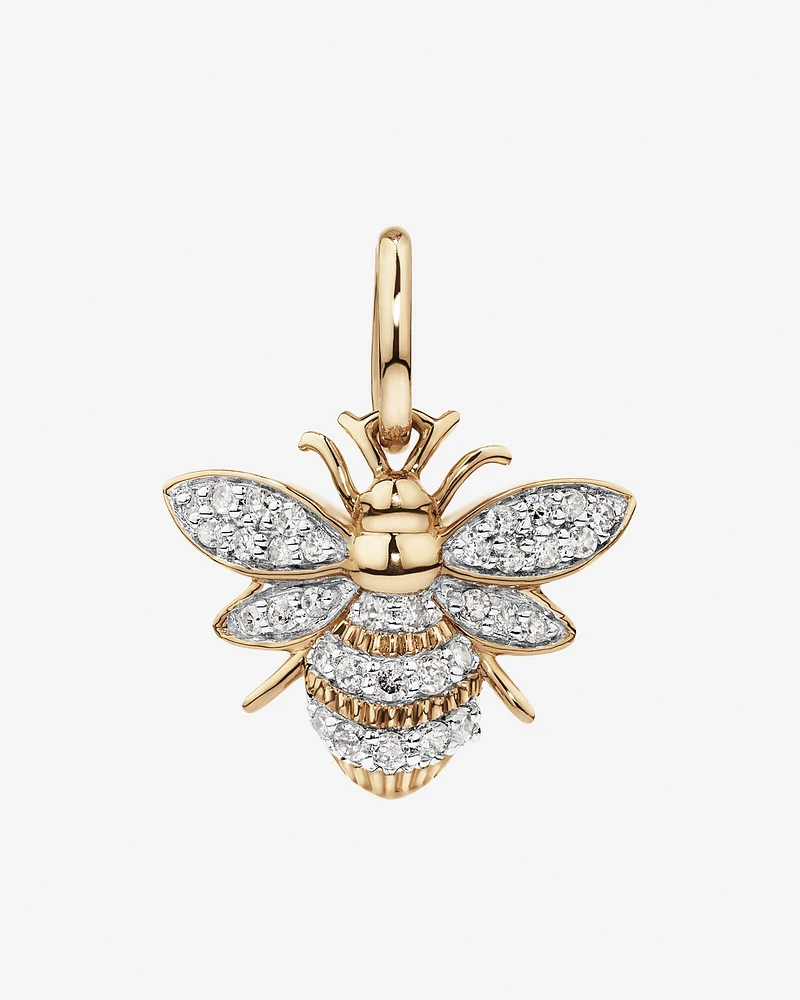 Diamond Bee Pendant in 10kt Yellow Gold