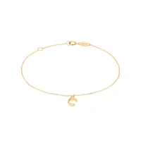 19cm (7.5") C Initial Bracelet in 10kt Yellow Gold