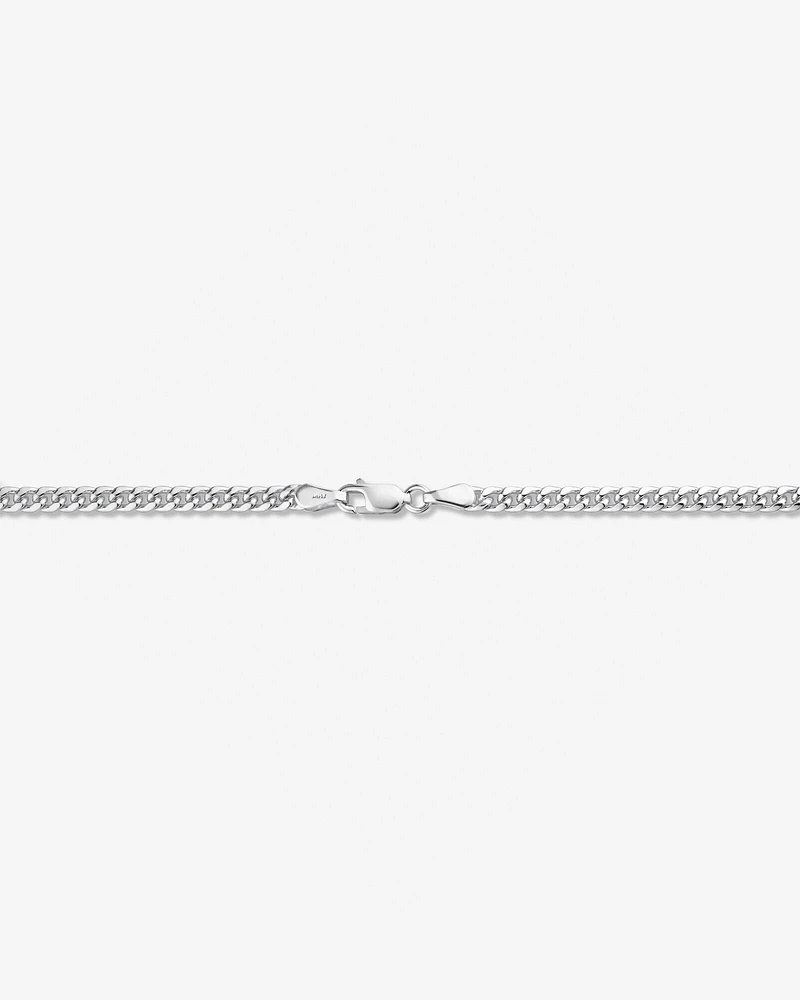 55cm (22") 3.5mm Width Miami Curb Chain in Sterling Silver