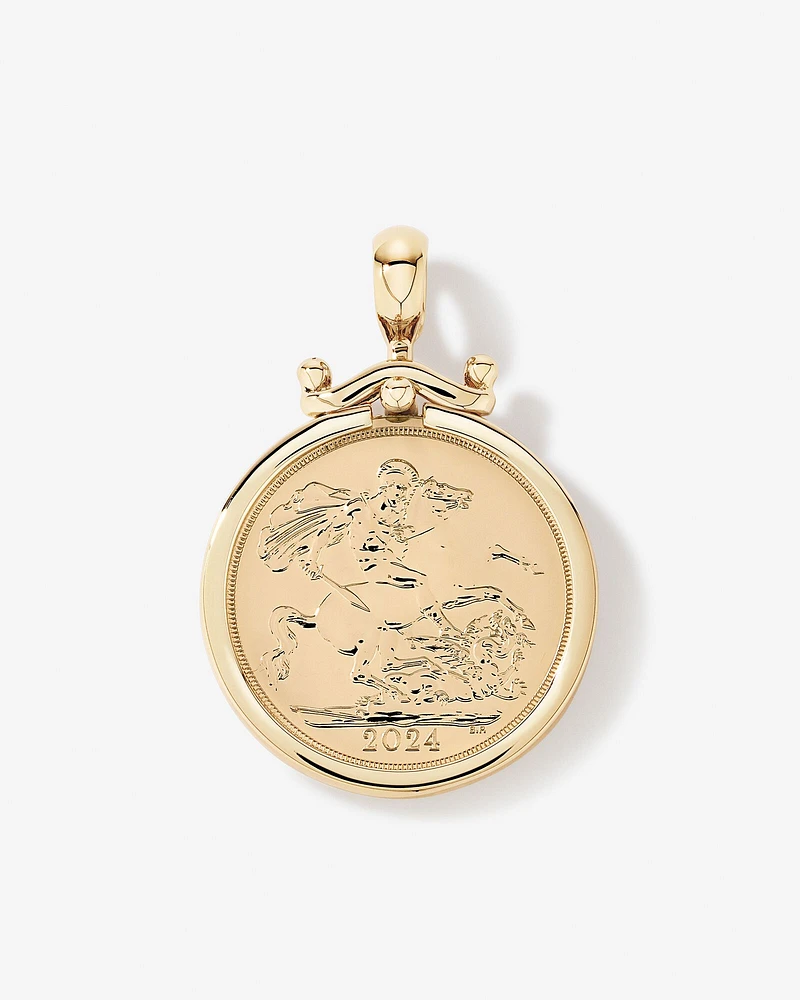 Half Sovereign Medallion Pendant in 10kt and 22kt Yellow Gold