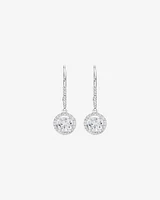 Halo Drop Earrings with Cubic Zirconia in Sterling Silver