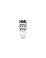 Bague Pour Homme Sertie De 1,00 Carat Tw De Diamants Noirs Et Blancs En Argent Sterling