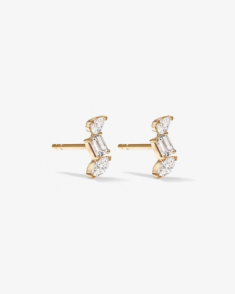 0.44 Carat TW Fancy Cut Stacked Laboratory-Grown Diamond Stud Earrings in 10kt Yellow Gold